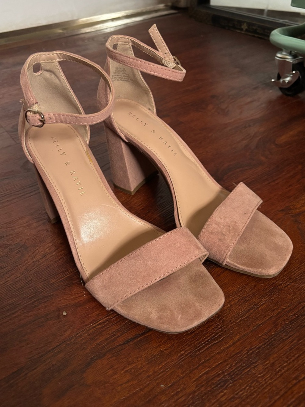 Kelly & Katie Dusty Pink Suede Block Heel Sandals - Picture 2 of 12